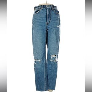 Abercrombie & Fitch Curve Love Blue The Ankle Straight Ultra High Rise Jeans